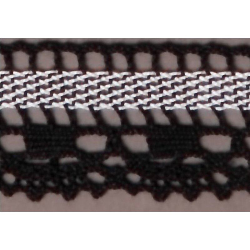 Ruban dentelle 100% coton noir 21 mm - Frou Frou - Mondial Tissus