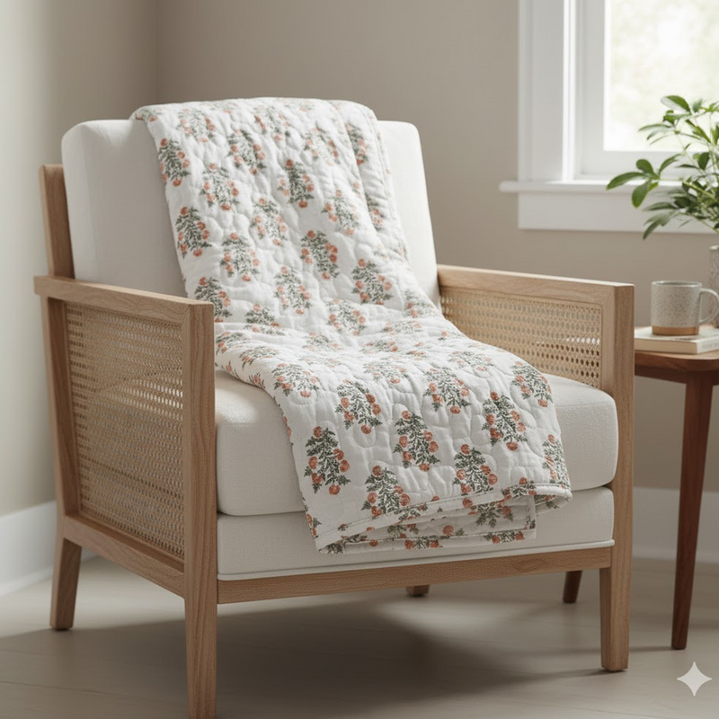 Boutis fleurs Indiennes 230x250cm - MT - Mondial Tissus