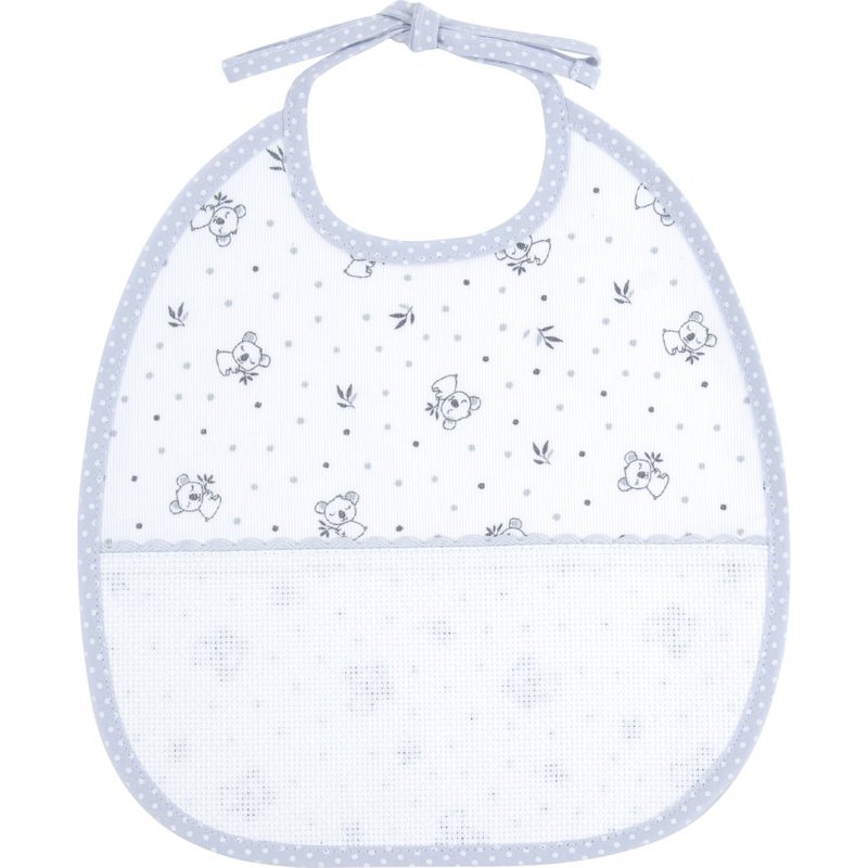 Bavoir 6 mois motif koala gris Ă broder - DMC - Mondial Tissus