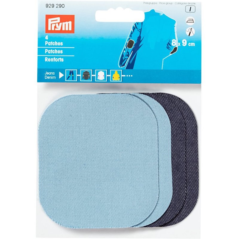 Renforts jean thermocollants 8 x 9cm, bleu - lot de 2 - Prym - Mondial Tissus