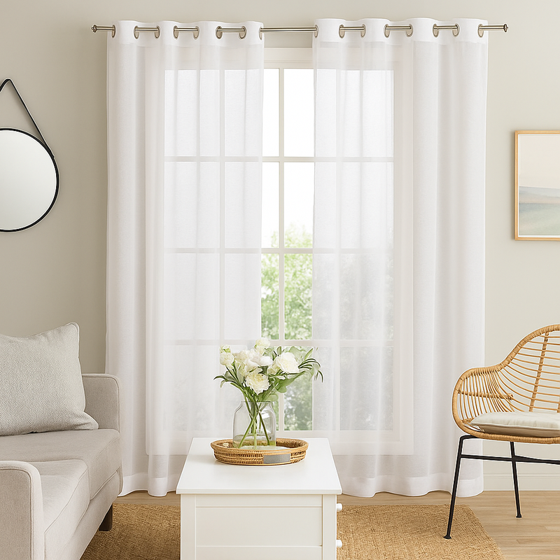 Rideau voilage uni blanc Mémoire 140x240 cm - MT - Mondial Tissus