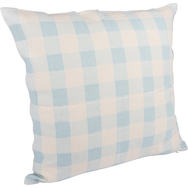 Housse de coussin Vichy bleu céladon - MT - Mondial Tissus