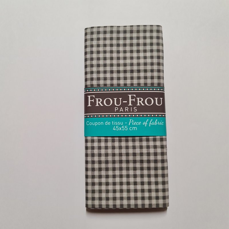 Coupon tissu 100% coton vichy 45x55cm noir - Frou Frou - Mondial Tissus