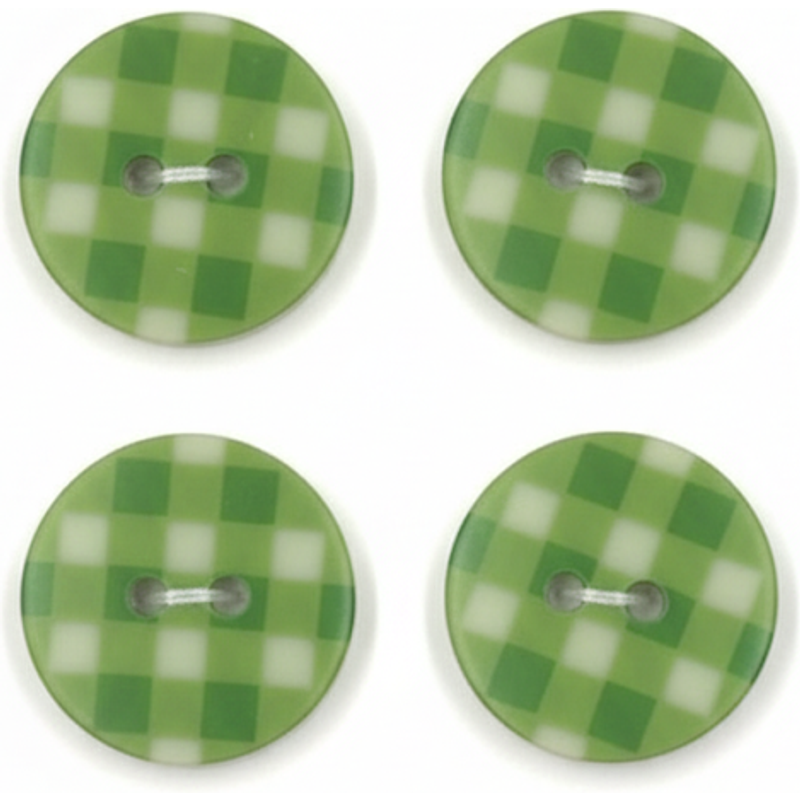 Carte 4 boutons vichy vert pomme 18 mm - Frou Frou - Mondial Tissus