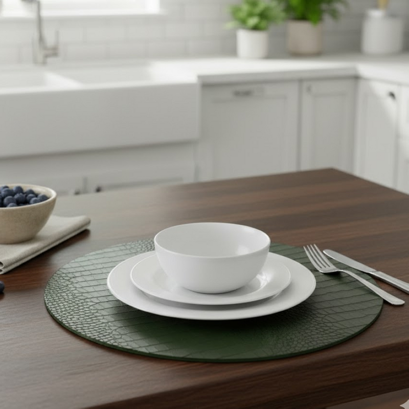 Set de table rond croco kaki dia 38cm - MT - Mondial Tissus