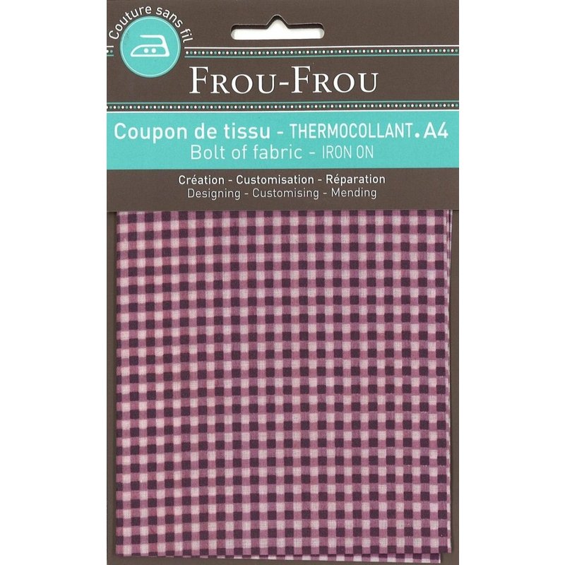 Tissu thermocollant A4 vichy bordeaux - Frou Frou - Mondial Tissus