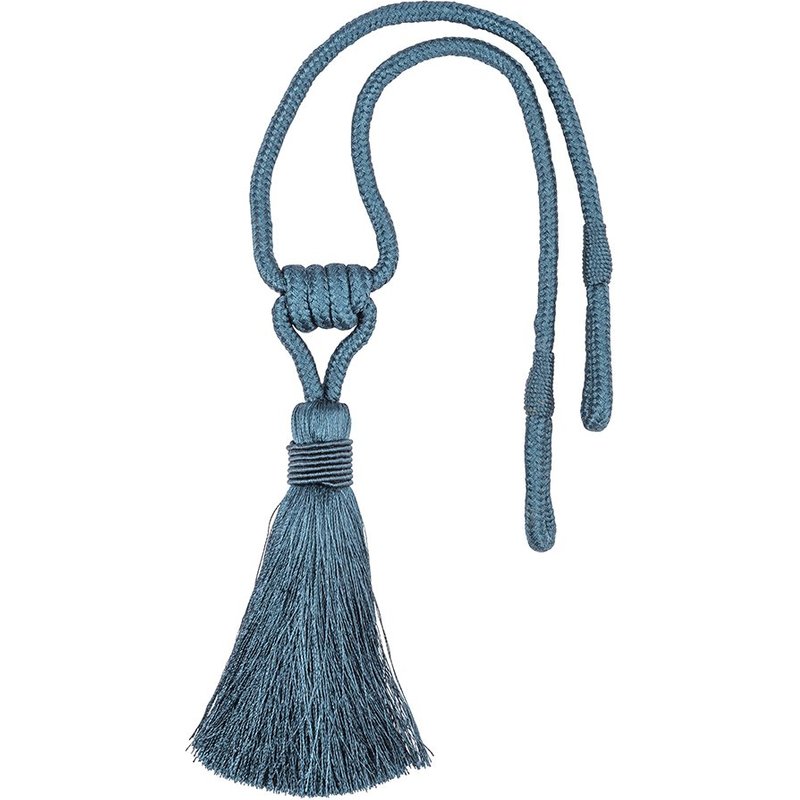 Embrasse single bleu à pompon - Mondial Tissus