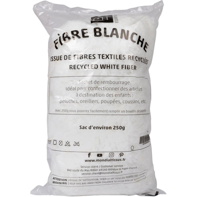 Sachet de fibres blanches tout doux 250grs - Mondial Tissus