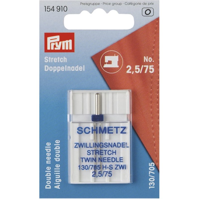 Aiguilles doubles stretch pour machine 130/705, 75/2,5mm - Prym - Mondial Tissus