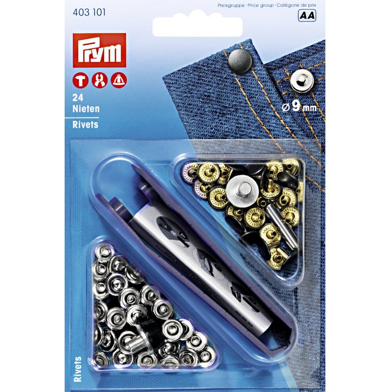 Rivets, 9mm, argenté - Prym - Mondial Tissus