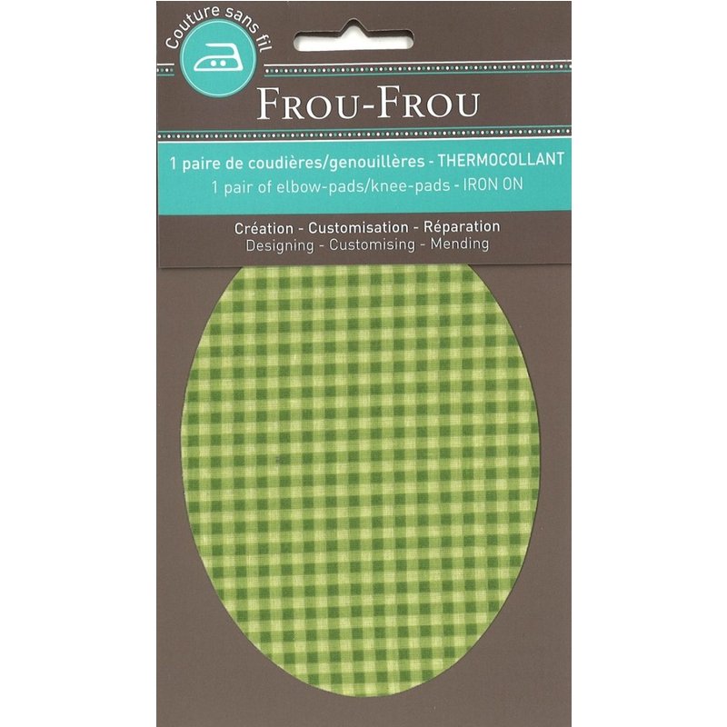 Thermocollant genou/coude vichy vert 7.4 x 9.6 cm - Frou Frou - Mondial Tissus
