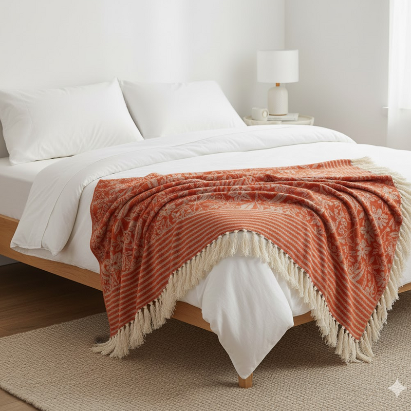 Plaid playful nature orange 130x170cm - MT - Mondial Tissus
