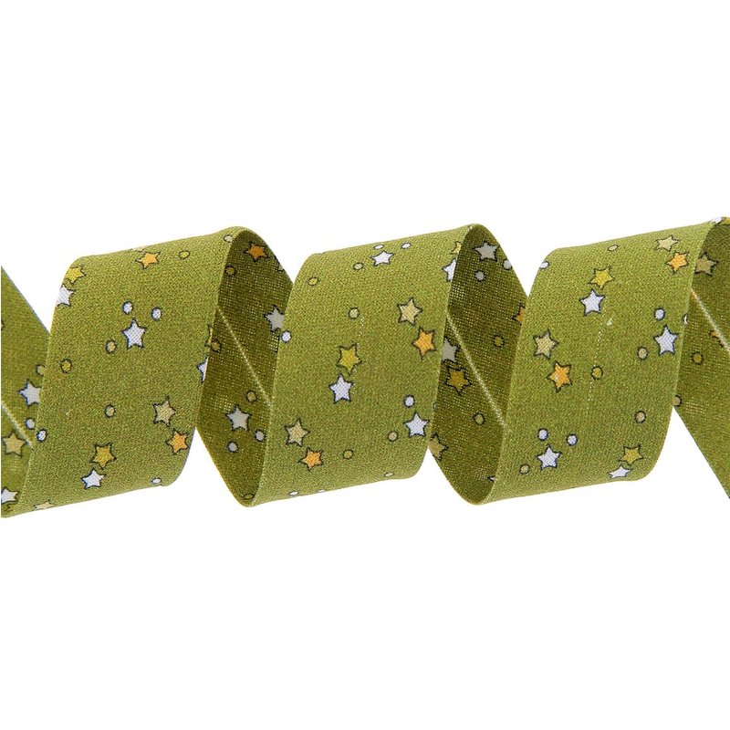 Biais étoiles vert kaki - Mondial Tissus