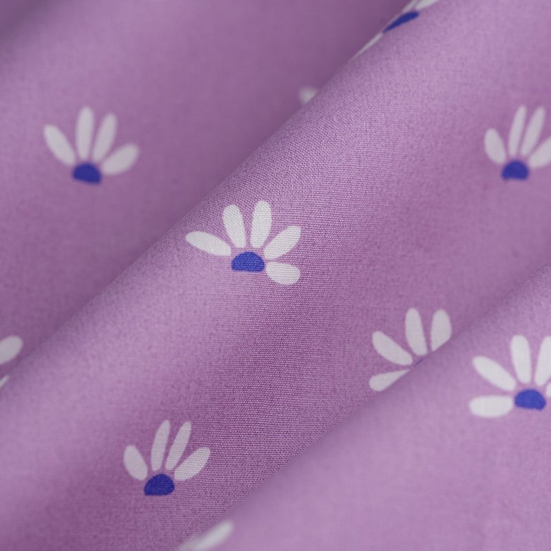 Tissu popeline coton bio demi marguerite lilas - MT - Mondial Tissus