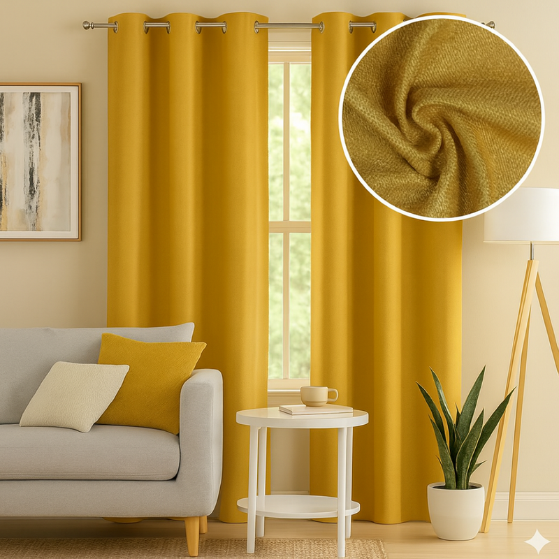 Rideau velours jaune Barton 135x240cm - MT - Mondial Tissus