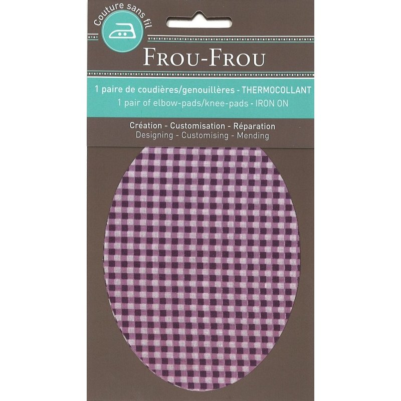 Thermocollant genou/coude vichy prune 7.4 x 9.6 cm - Frou Frou - Mondial Tissus