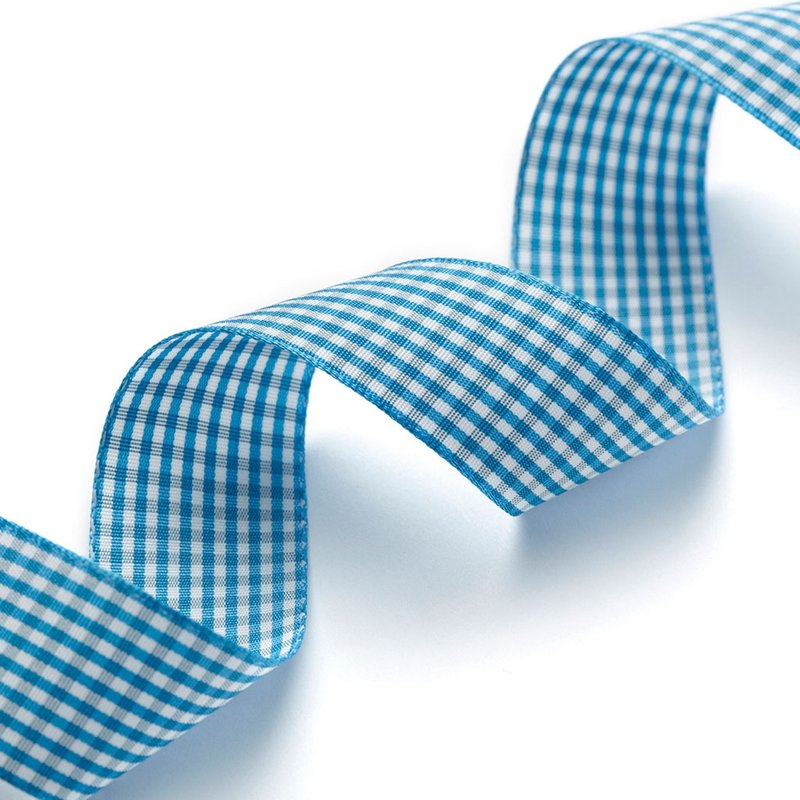 Ruban vichy bleu turquoise 25 mm - Frou Frou - Mondial Tissus