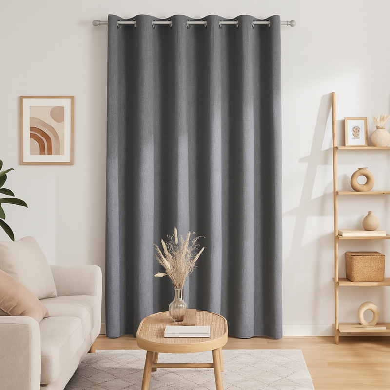 Rideau Sibérie thermique occultant jean 140x250 cm - MT - Mondial Tissus