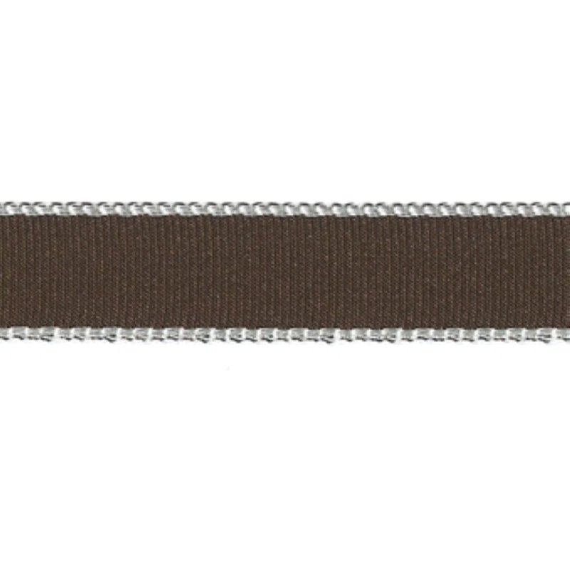 Ruban gros grain marron bordures écrues 10 mm - Frou Frou - Mondial Tissus