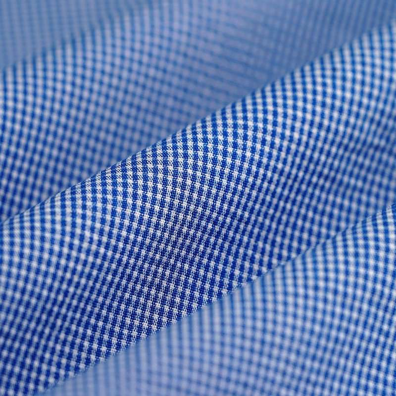 Tissu seersucker mini vichy bleu - MT - Mondial Tissus