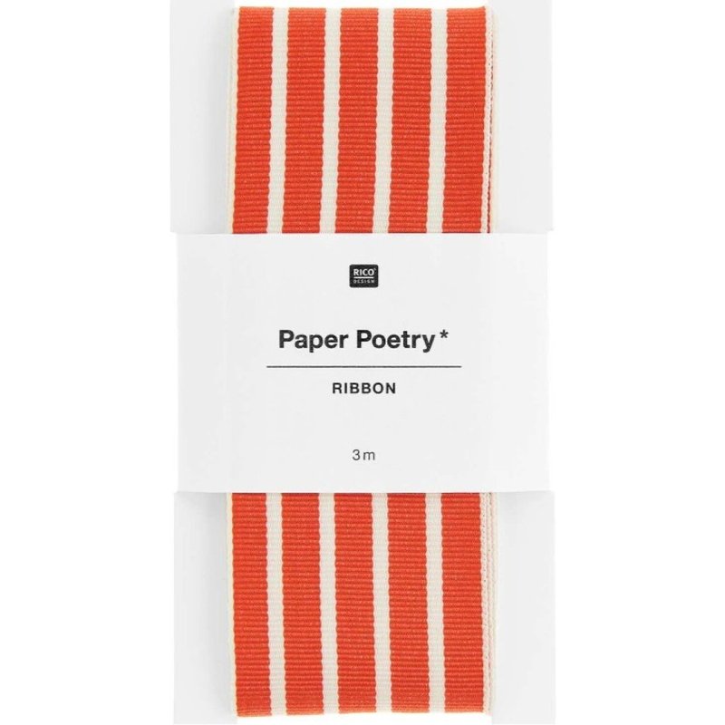 Ruban tissé à rayures rouge et crème 38 mm x 3 m - Rico Design - Rico Design - Mondial Tissus