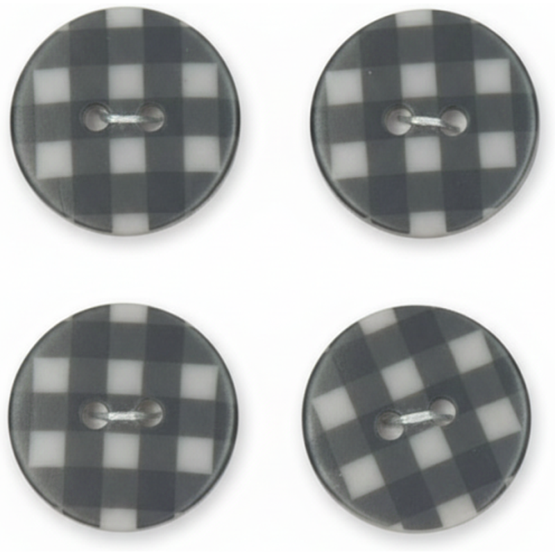 Carte 4 boutons vichy gris foncé 18 mm - Frou Frou - Mondial Tissus