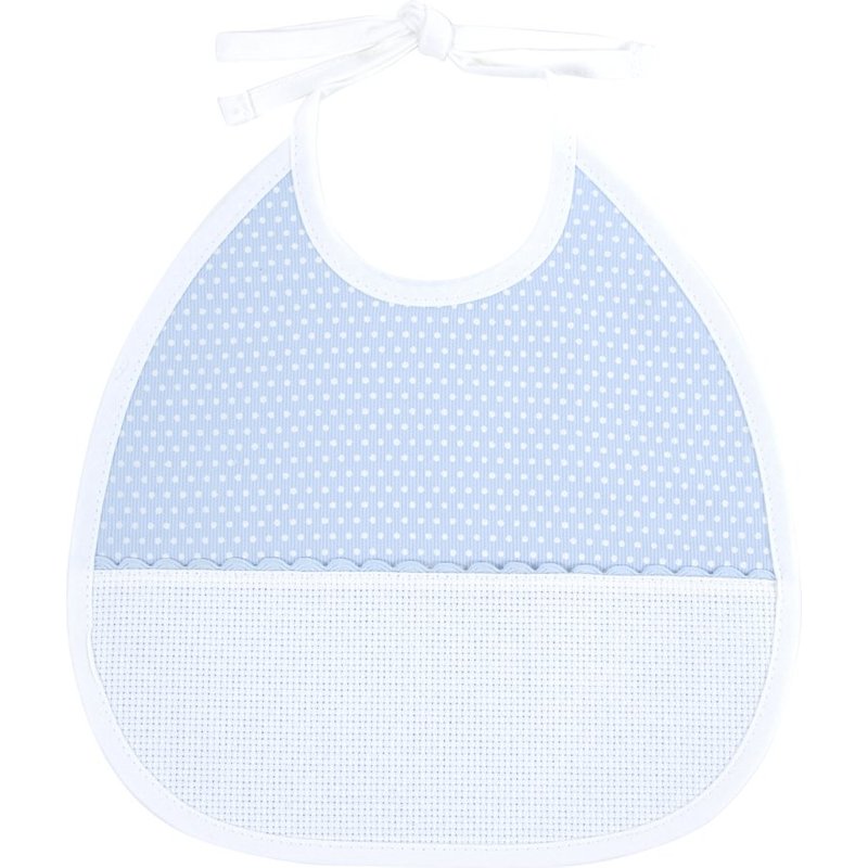 Bavoir 3 mois motif pois bleu Ă broder - DMC - Mondial Tissus