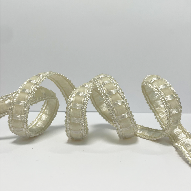 Galon lézarde velours 8mm crème - Mondial Tissus