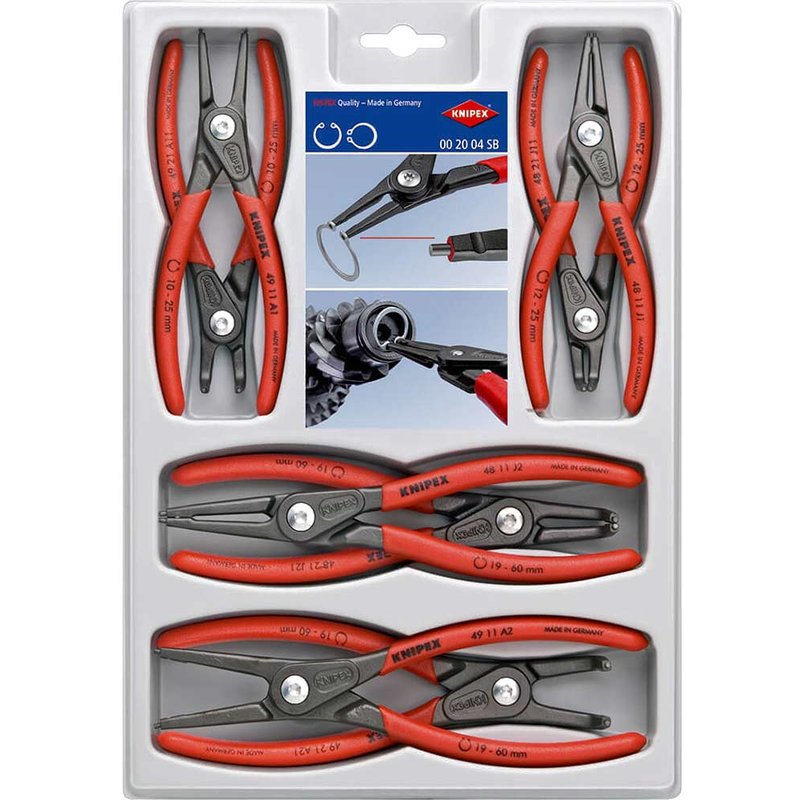 Knipex 00 20 04 Precision Circlip Plier Set, 8 Piece 00 20 04 SB