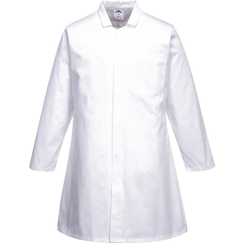 Portwest Mens Single Pocket Food Coat White S