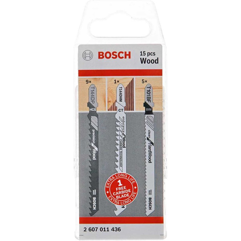 Bosch Powertool Accessories Wood Jigsaw Blade Set, 15 Piece 2607011436