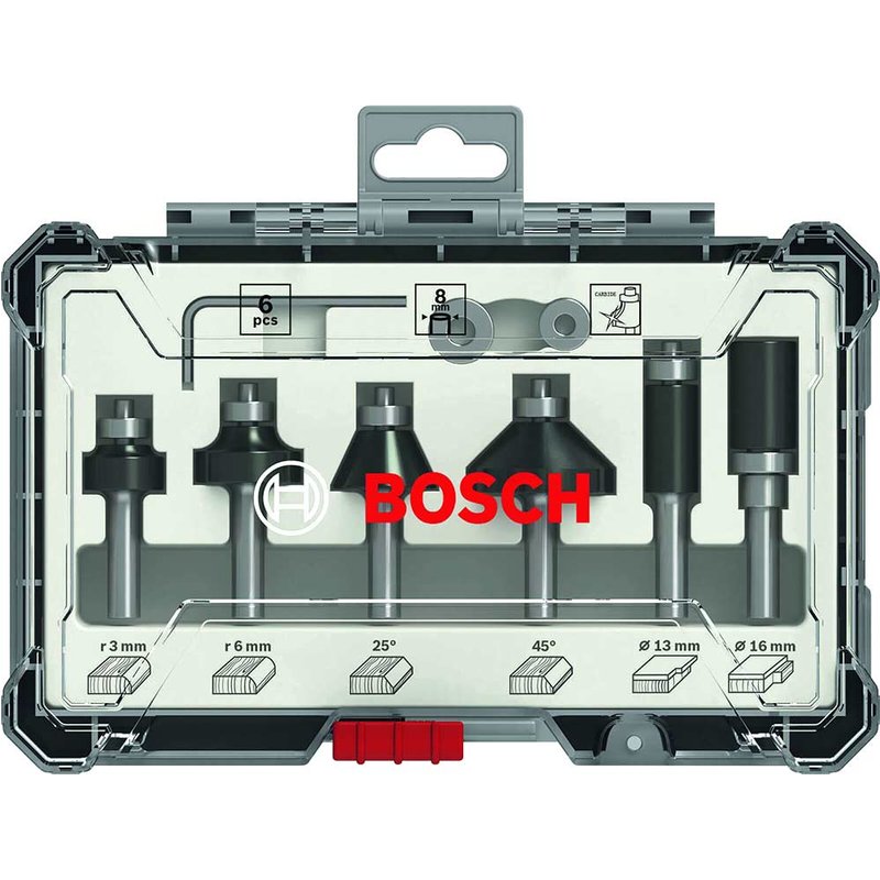 Bosch Powertool Accessories PRO Router Bit Trim and Edging Set, 6 Piece 2607017470