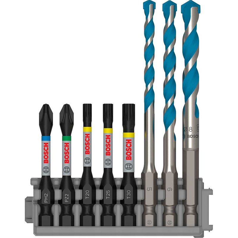 Bosch 8 Piece Impact Screwdriver and Multi Construction Drill Bit Set