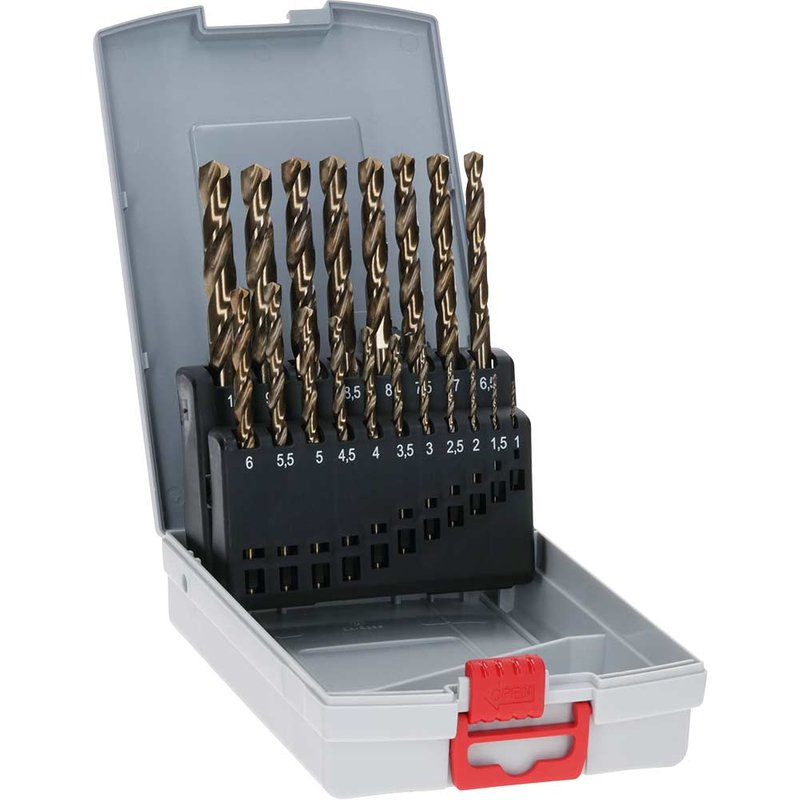 Bosch Powertool Accessories HSS-Cobalt ProBox Metal Drill Bit Set, 19 Piece 2608587014