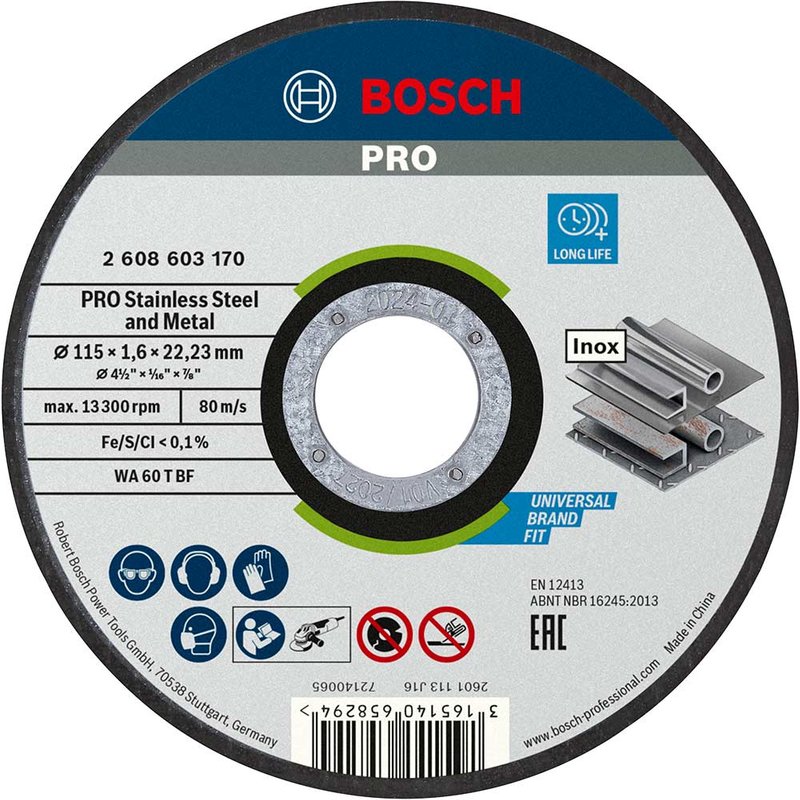 Bosch PRO Thin INOX Stainless Steel Cutting Disc 115mm 1.6mm 22mm