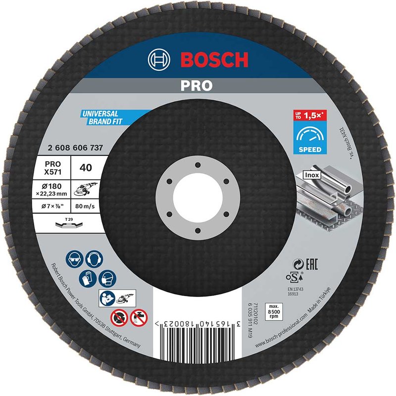 Bosch PRO Zirconium Abrasive Flap Disc 180mm 40g