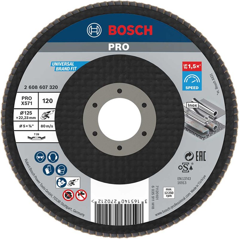 Bosch PRO Zirconium Abrasive Flap Disc 125mm 120g