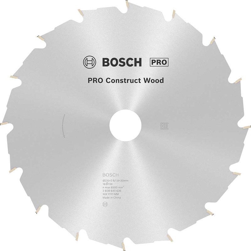 Bosch PRO Construct Wood Cutting Saw Blade 235mm 16T 30mm