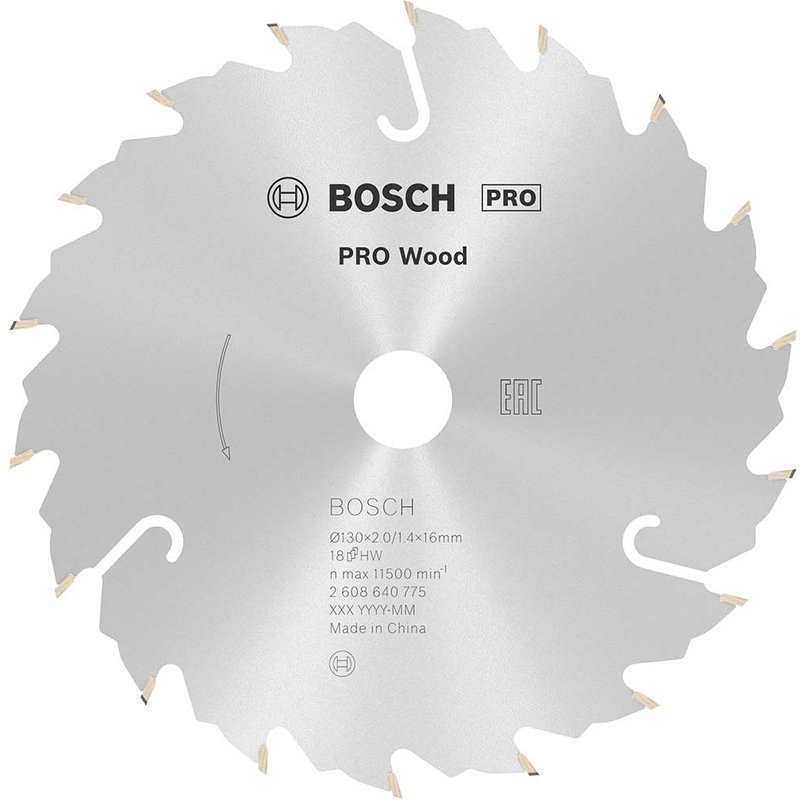 Bosch PRO Speedline Wood Cutting Saw Blade 130mm 18T 16mm