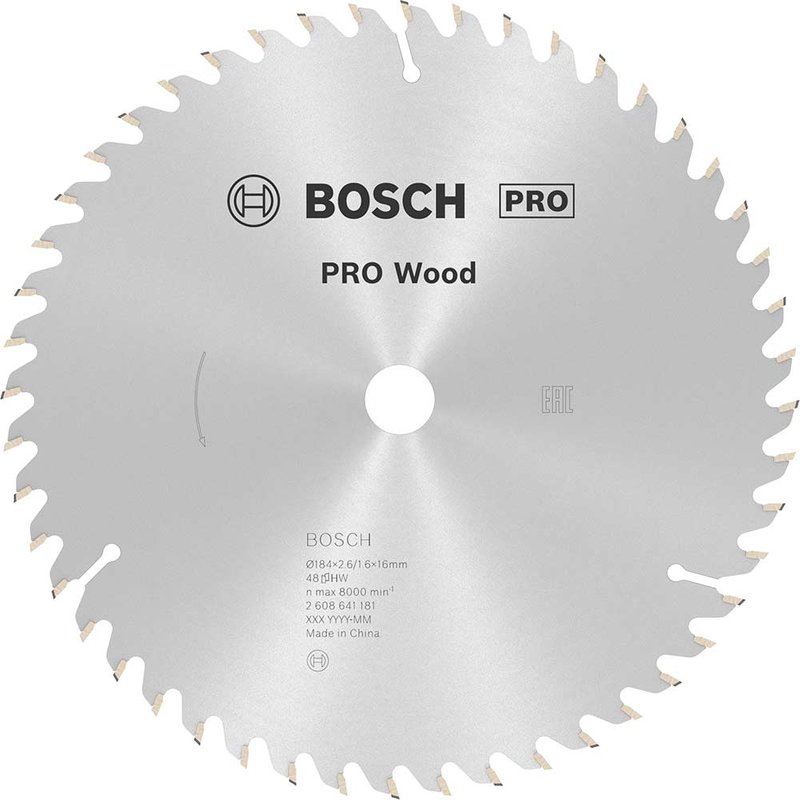 Bosch PRO Optiline Wood Cutting Saw Blade 184mm 48T 16mm