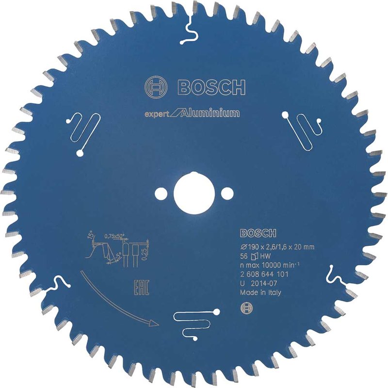 Bosch EXPERT Aluminium Cutting Saw Blade 190mm 56T 20mm