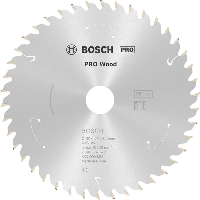 Bosch PRO Cordless Wood Cutting Circular Saw Blade 140mm 42T 20mm