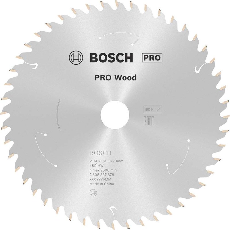Bosch PRO Cordless Wood Cutting Circular Saw Blade 160mm 48T 20mm