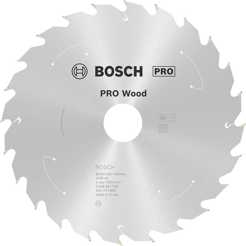 Bosch PRO Cordless Wood Cutting Circular Saw Blade 190mm 24T 30mm