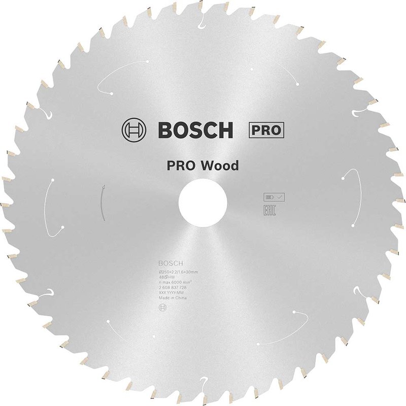 Bosch PRO Cordless Wood Cutting Circular Saw Blade 250mm 48T 30mm