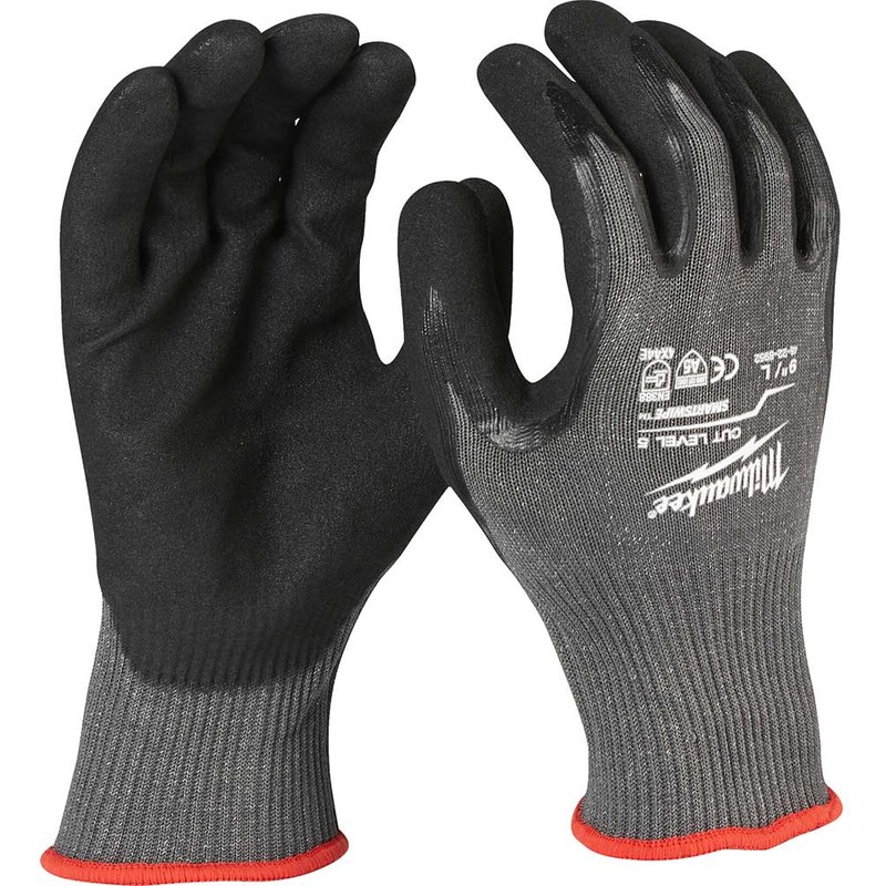 Milwaukee Cut Level 5 Dipped Work Gloves Black / Grey XL Pack of 1