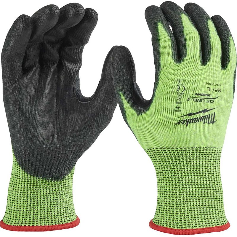 Milwaukee Hi Vis Cut Level 5 Dipped Work Gloves Black / Yellow L Pack of 1