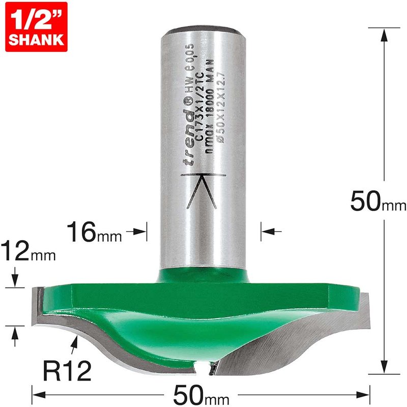 Trend CRAFTPRO Raised Panel Ogee Router Cutter 50mm 12mm 1/2"