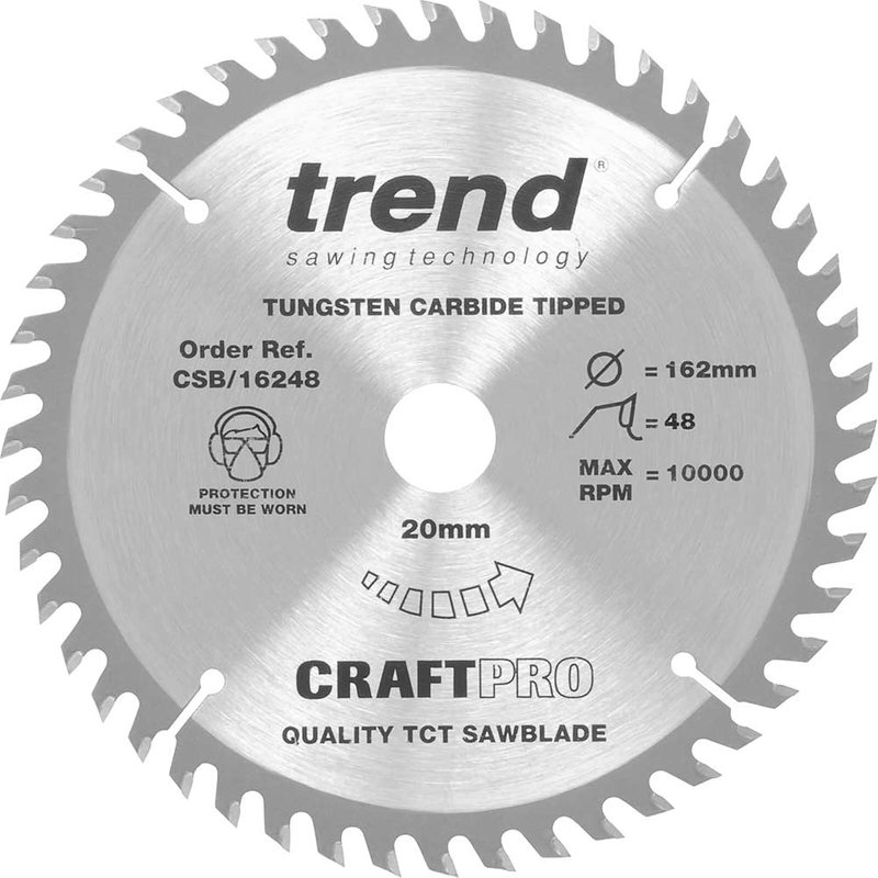 Trend CRAFTPRO Wood Cutting Saw Blade 162mm 48T 20mm