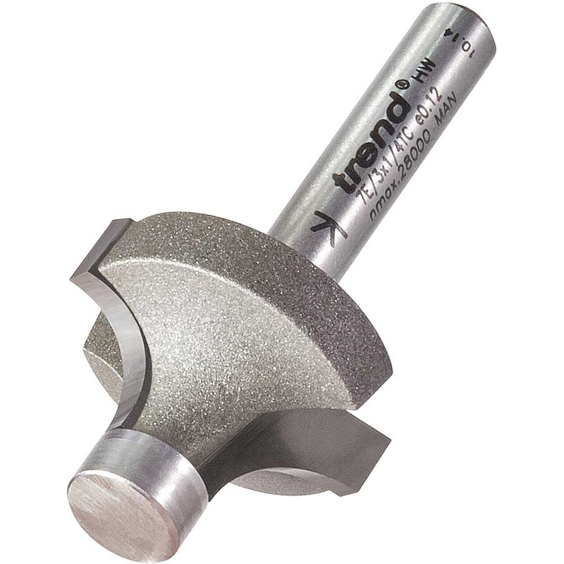 Trend Pin Guided Round Over Router Cutter 26mm 14.3mm 1/4"